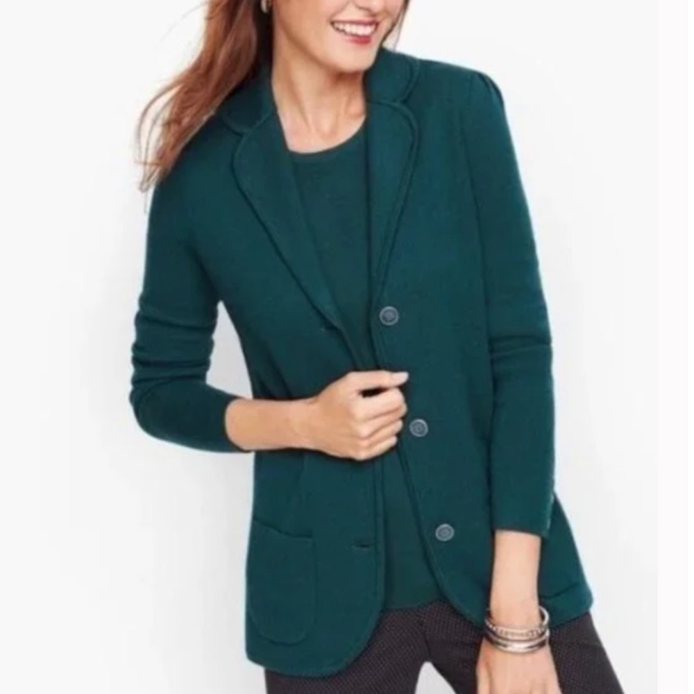 Talbots 100% Wool Blazer / sweater teal